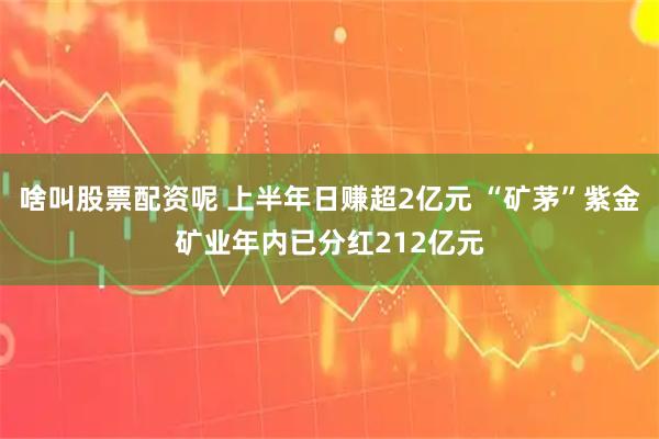 啥叫股票配资呢 上半年日赚超2亿元 “矿茅”紫金矿业年内已分红212亿元
